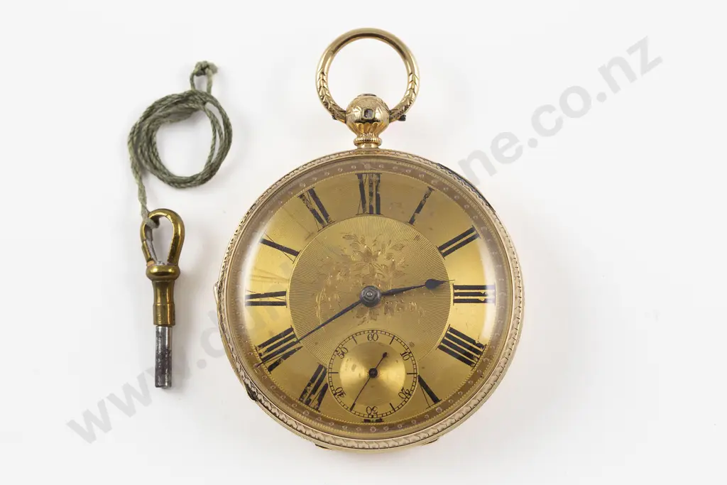 18ct Large Open Face Key Wind Pocket Watch Image 1++
