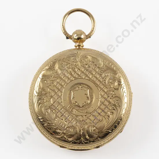 18ct Large Open Face Key Wind Pocket Watch