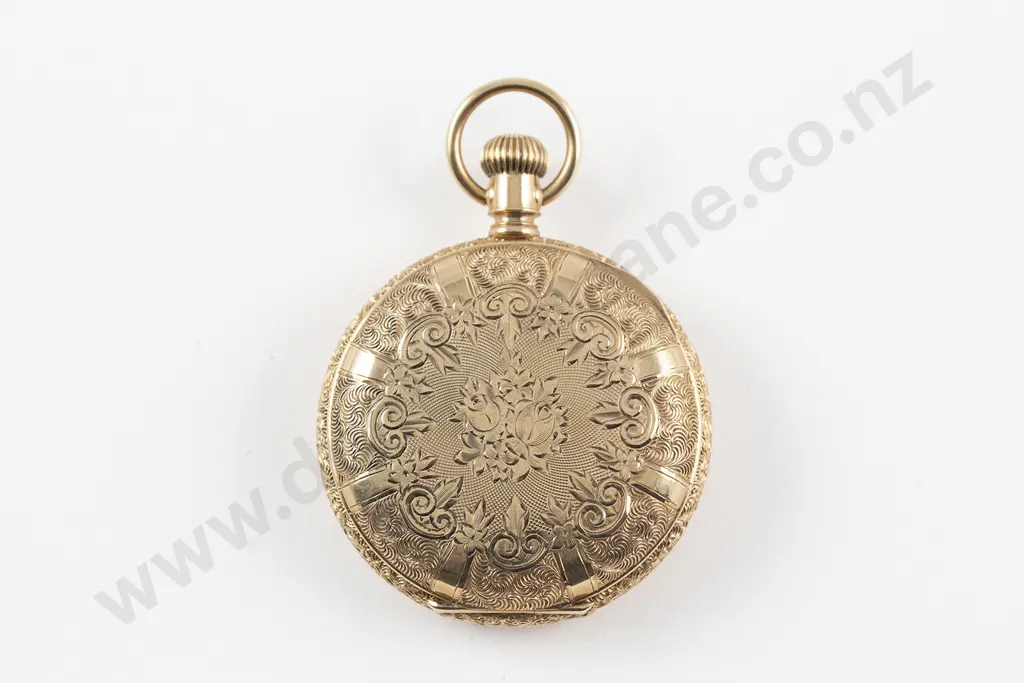 Waltham for Stewart Dawson 14ct Small Hunter Cased Lever Wind Pocket Watch Image 1++