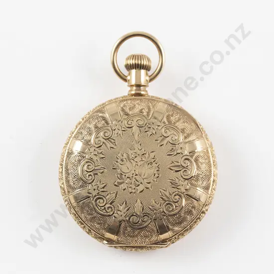 Waltham for Stewart Dawson 14ct Small Hunter Cased Lever Wind Pocket Watch