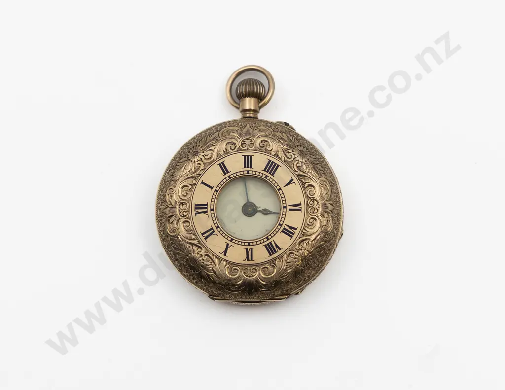 12ct Half Hunter Lever Wind Small Pocket Watch Image 1++