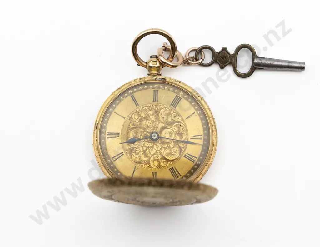 18ct Hunter Cased Key Wind Small Pocket Watch Image 1++