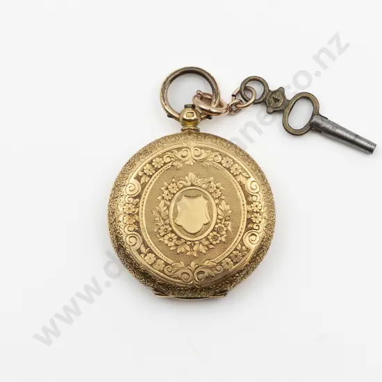 18ct Hunter Cased Key Wind Small Pocket Watch