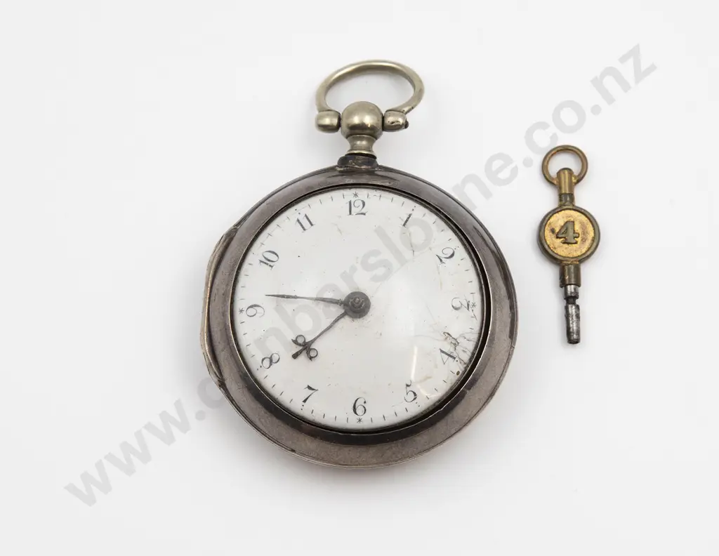 S/S Pair Cased Open Face Key Wind Pocket Watch Image 1++