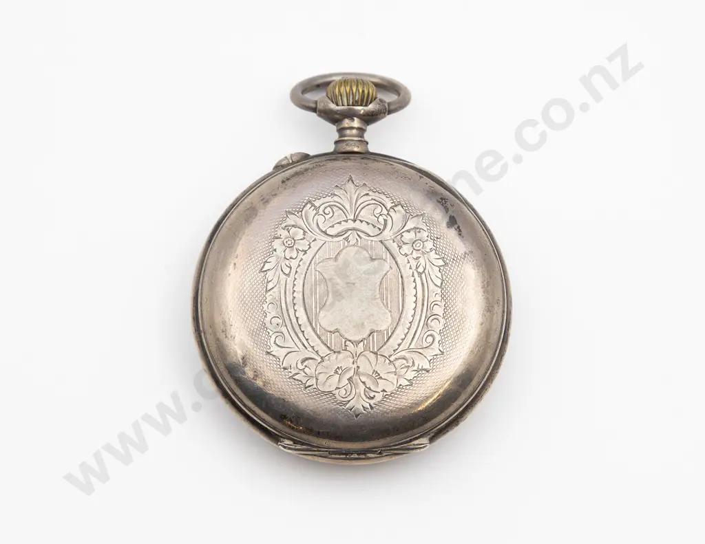 C1890 Swiss .800 Open Face Keyless Cylinder Digital Pocket Watch Image 1++