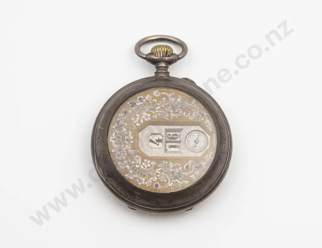 C1890 Swiss .800 Open Face Keyless Cylinder Digital Pocket Watch Image 1++