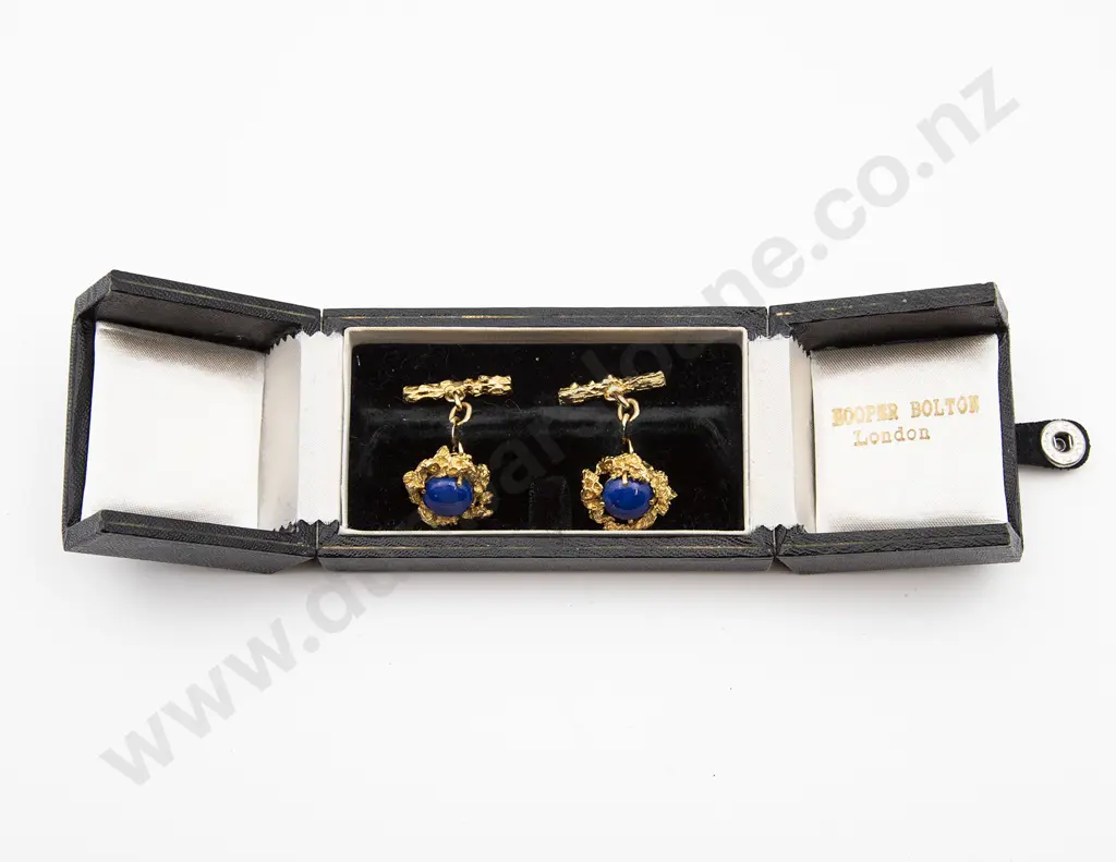 Pair 18ct and Lapis Lazuli Cuff Links Image 1++