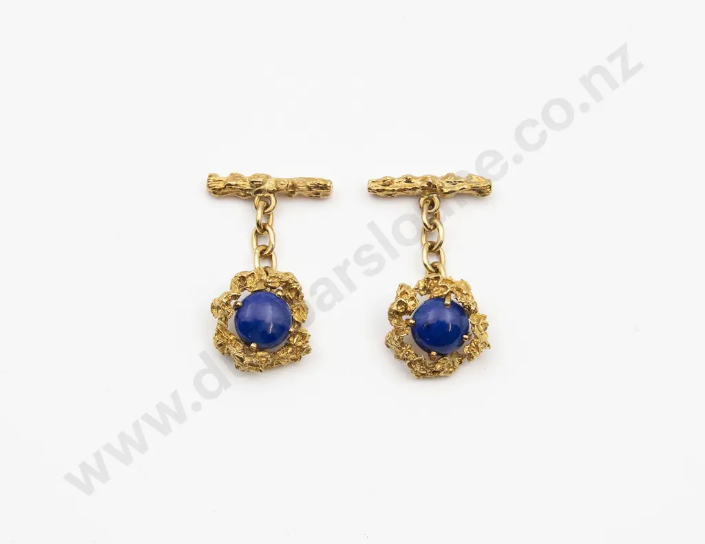 Pair 18ct and Lapis Lazuli Cuff Links Image 1++