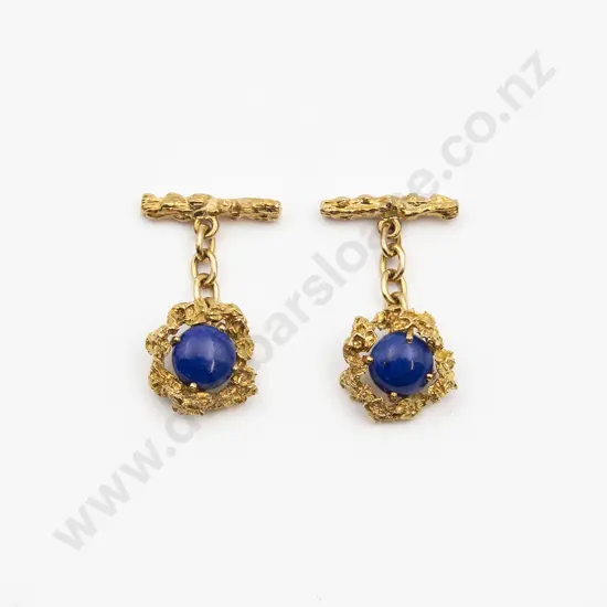 Pair 18ct and Lapis Lazuli Cuff Links