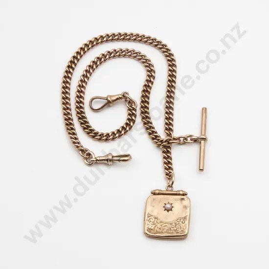 Edwardian 9ct Rose Gold Curb Link Albert Chain