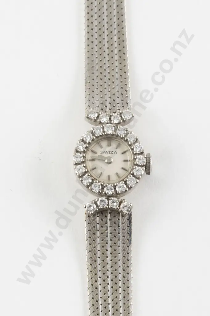 Swiza All 18ct White Gold and Diamond Ladies Manual Wind Cocktail Wrist Watch Image 1++