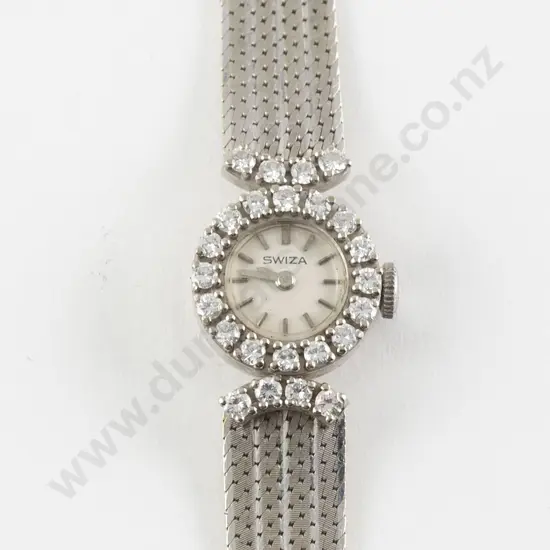 Swiza All 18ct White Gold and Diamond Ladies Manual Wind Cocktail Wrist Watch