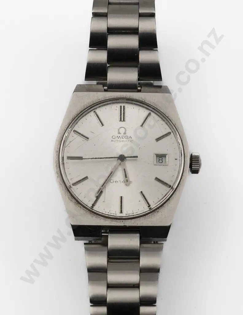 Vintage Omega Geneve Automatic Gents All Stainless Steel Wrist Watch Image 1++