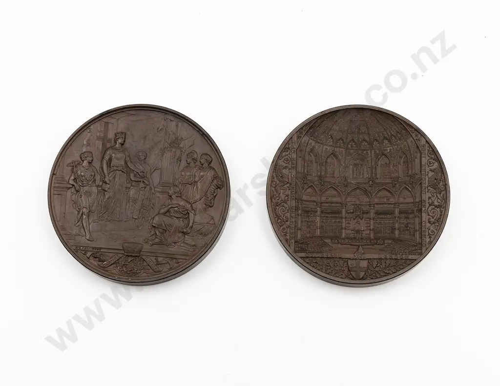 Part Cased Two Victorian Bronze Medallions Image 1++