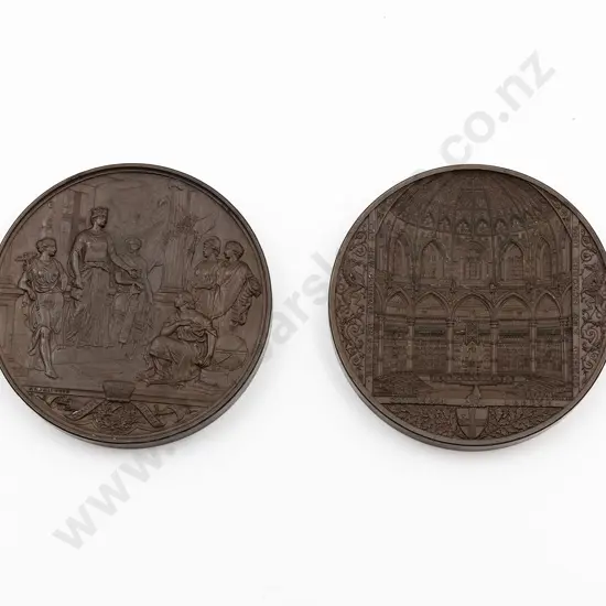Part Cased Two Victorian Bronze Medallions