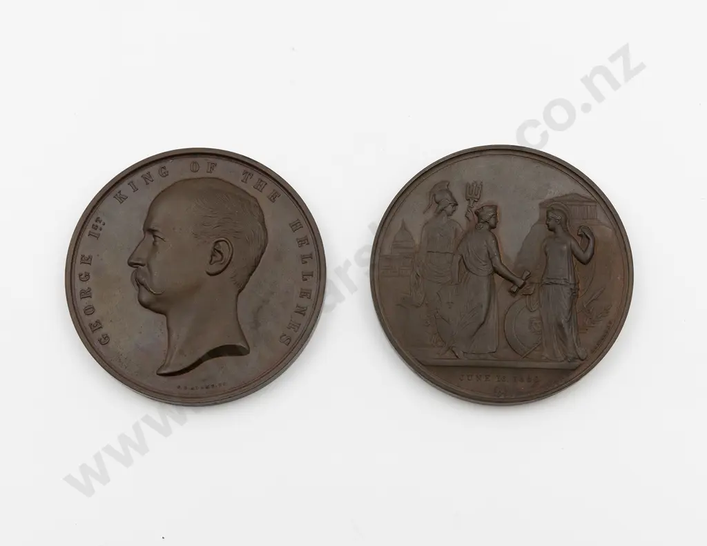Part Cased Two Victorian Bronze Medallions Image 1++