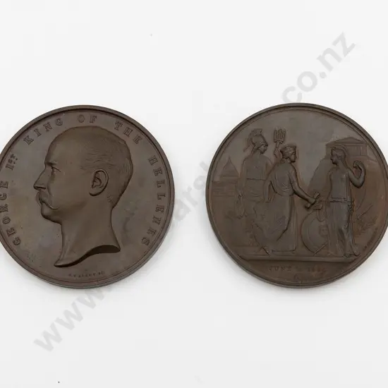Part Cased Two Victorian Bronze Medallions