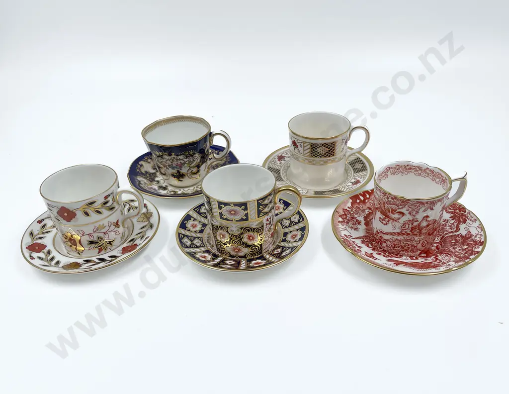 Nine RCD Demi Tasse Cups & Saucers with Two Ceramic Candlesticks & Brooch Image 1++