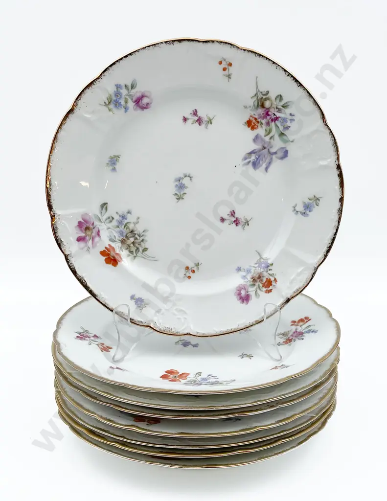 Eight German Porcelain Floral Decorated Plates Image 1++