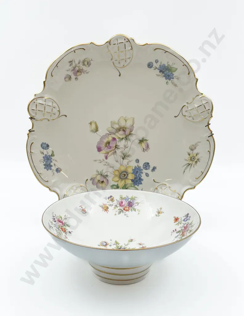 Minton Floral Decorated Fruit Bowl & Rosenthal Charger Image 1++