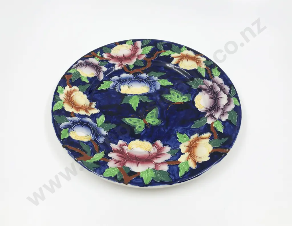 Maling Tubeline Decorated Plate with Paeonies and Butterfly Image 1++