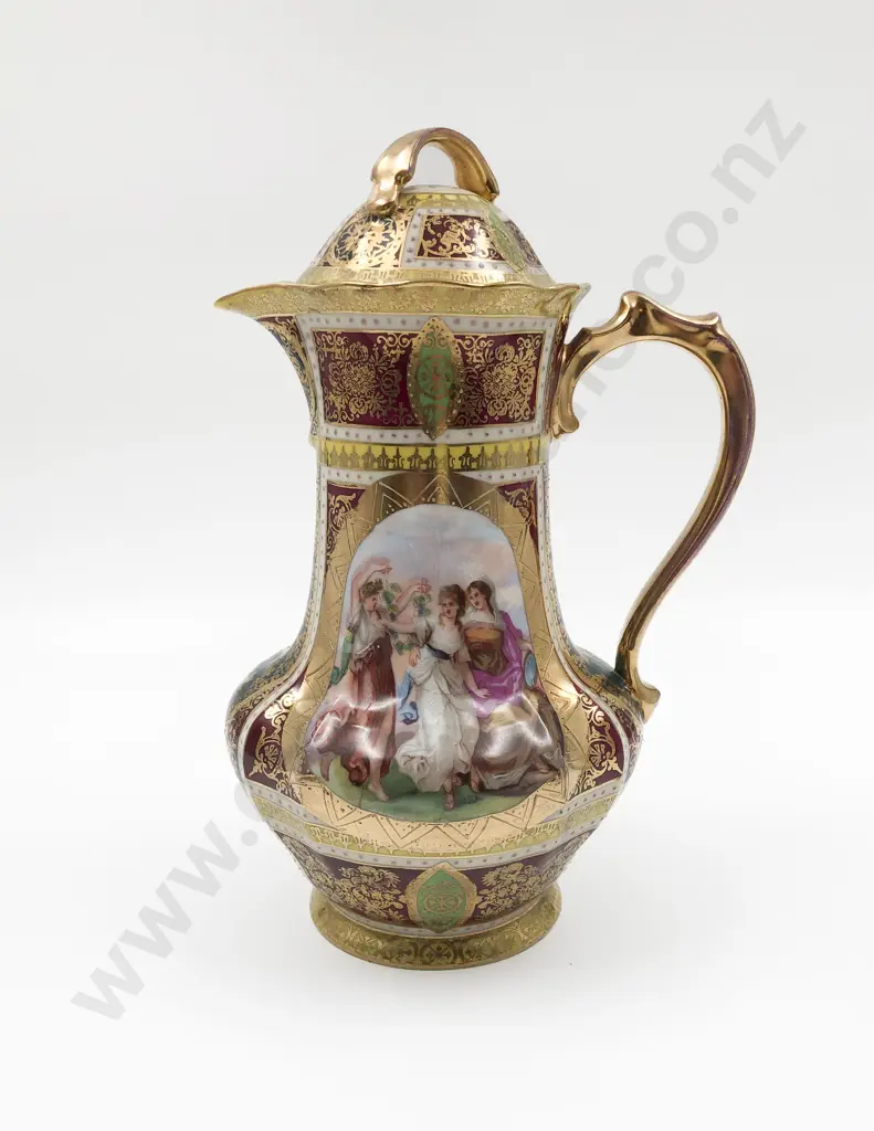 Austrian Porcelain Coffee Pot with Classical Scene Image 1++