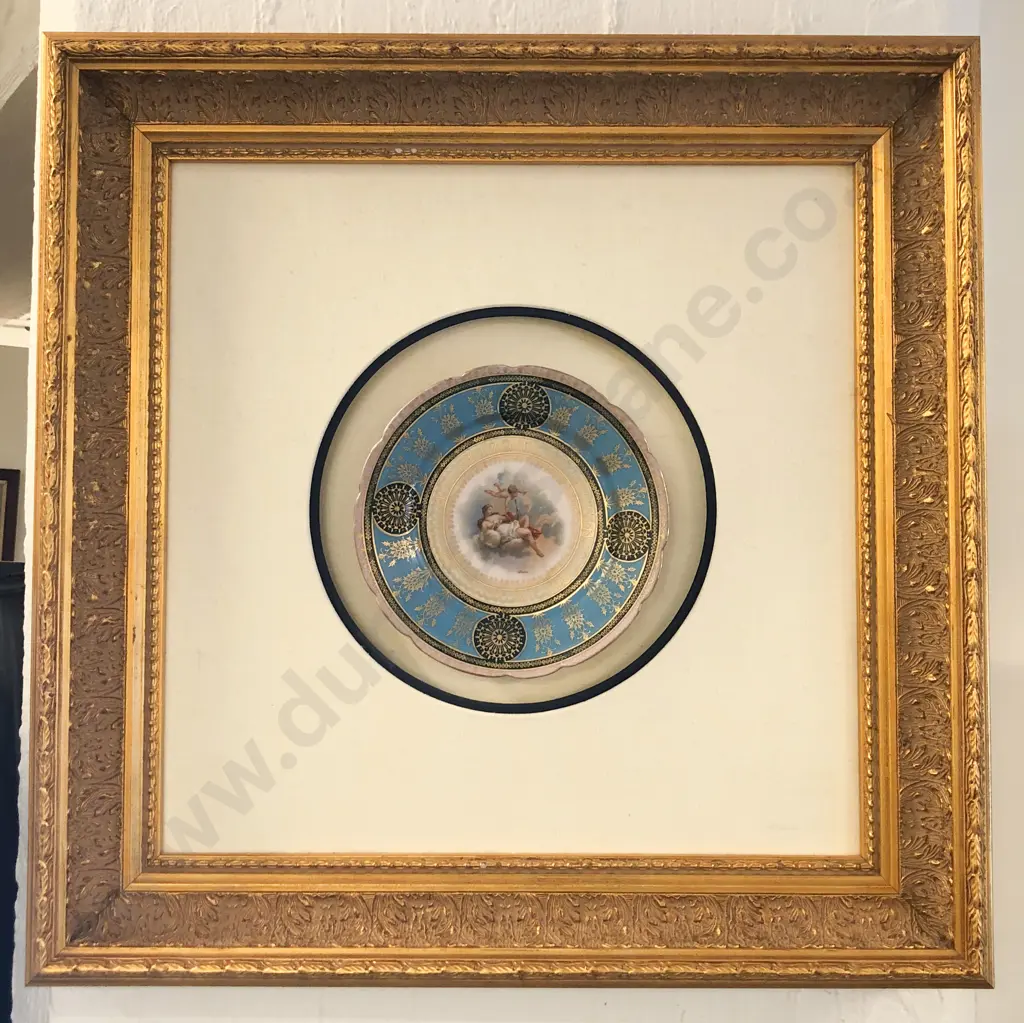 Gilt Framed Austrian Porcelain Plate Depicting Juno Image 1++