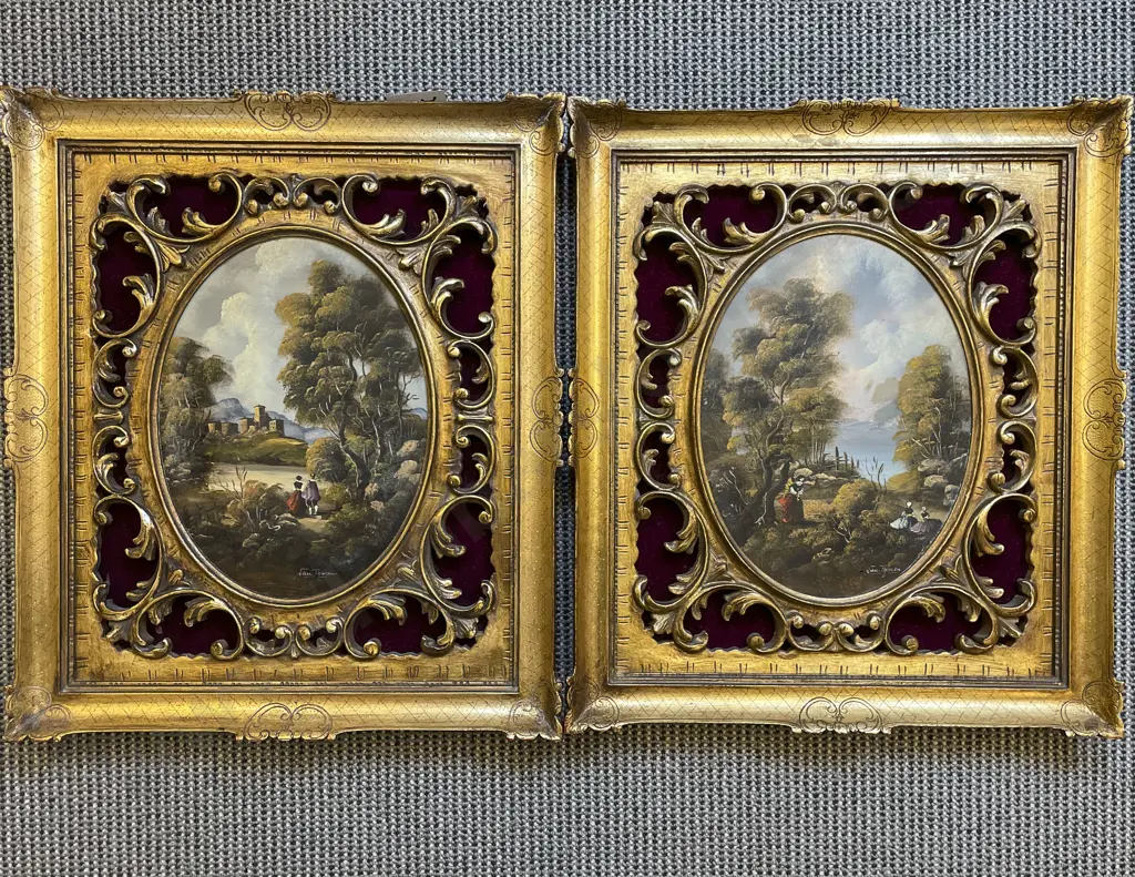 Pair of Gilt Framed Oil Paintings after Otto Van Thorew Image 1++