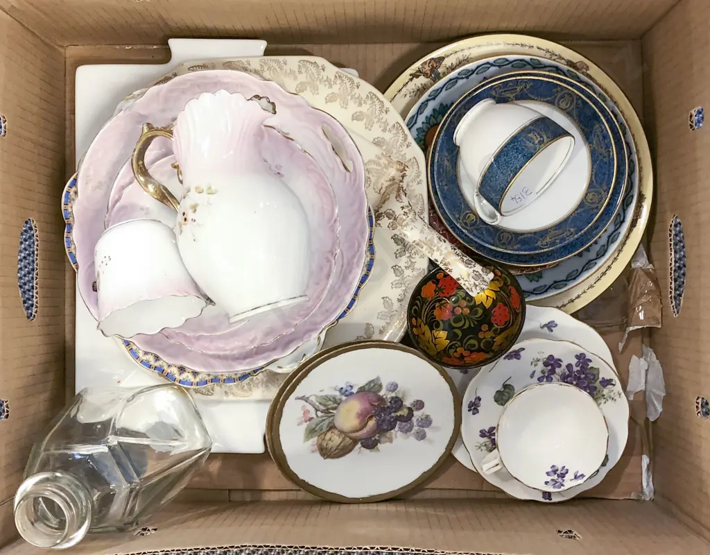 Box of Assorted Porcelain and Pottery incl Victorian Part Tea Set Image 1++
