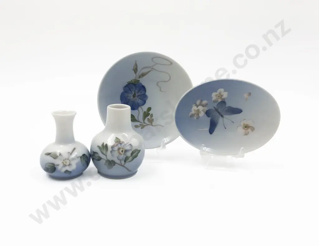 Two Royal Copenhagen Pin Dishes and Two Bud Vases Image 1++