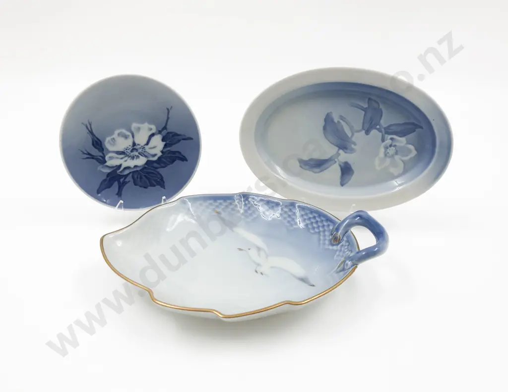 B&G Leaf Shaped Plate and Oval Dish with Royal Copenhagen Pin Dish Image 1++