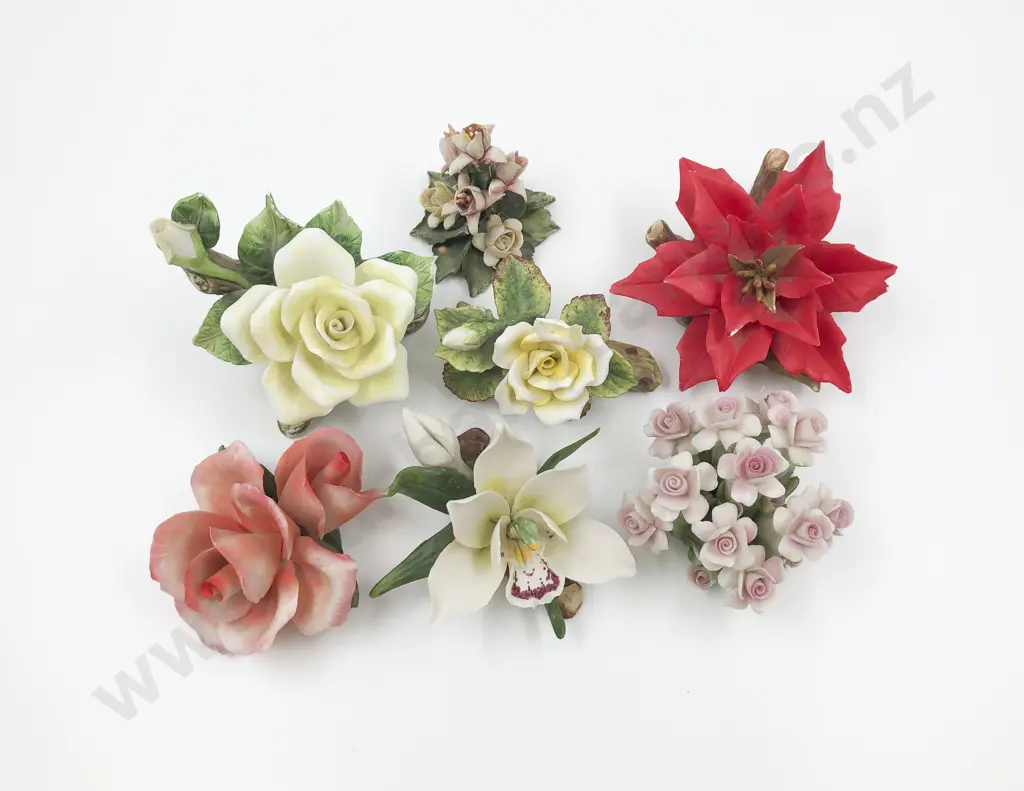 Seven Porcelain Flower Ornaments Image 1++