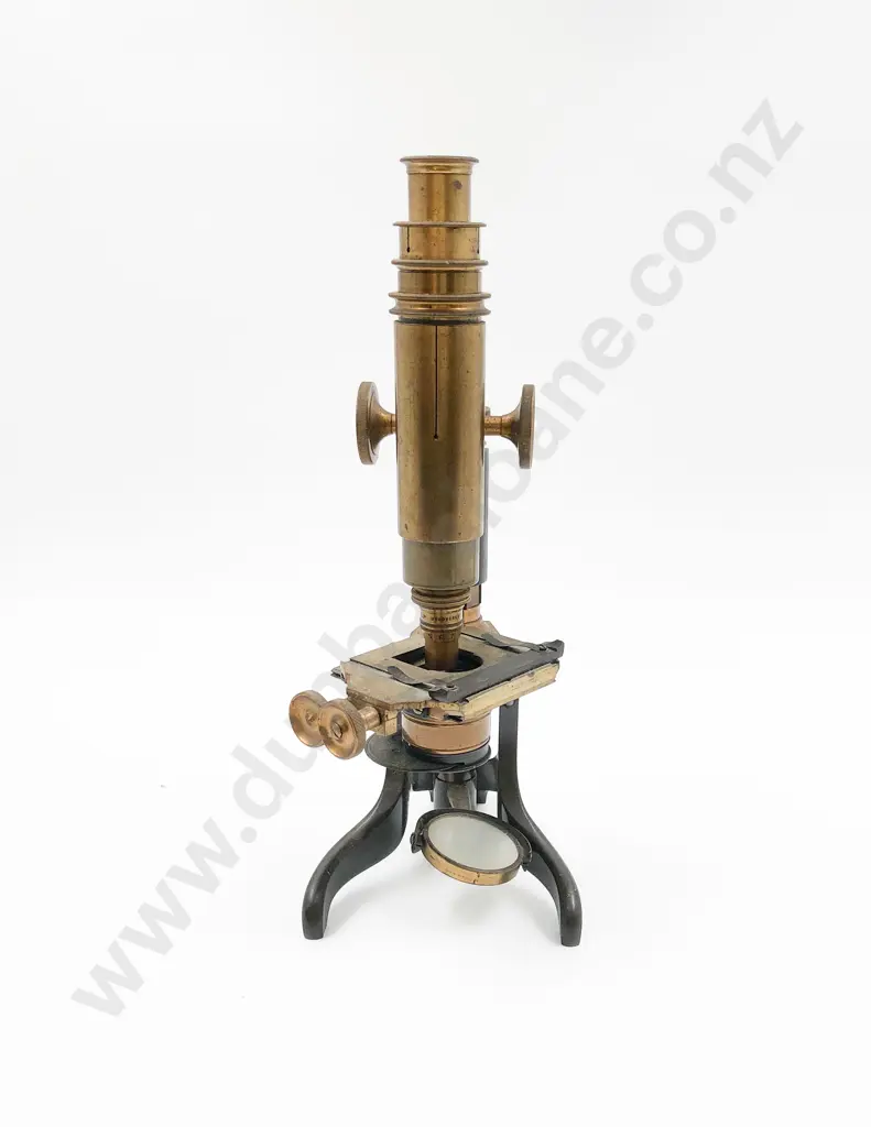 Vintage Brass Microscope in Case Image 1++