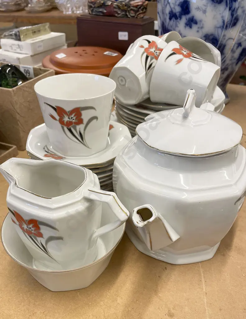 Czechoslovakian Floral Decorated Part Coffee Set (Faults) Image 1++