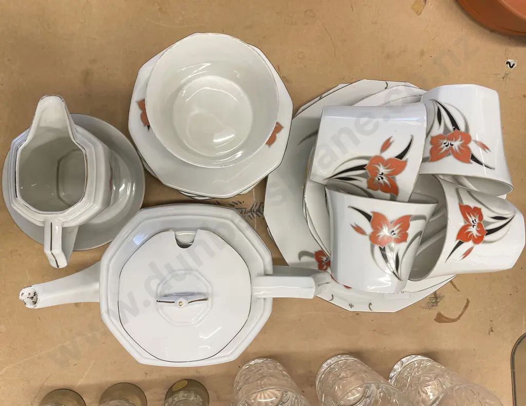 Czechoslovakian Floral Decorated Part Coffee Set (Faults) Image 1++