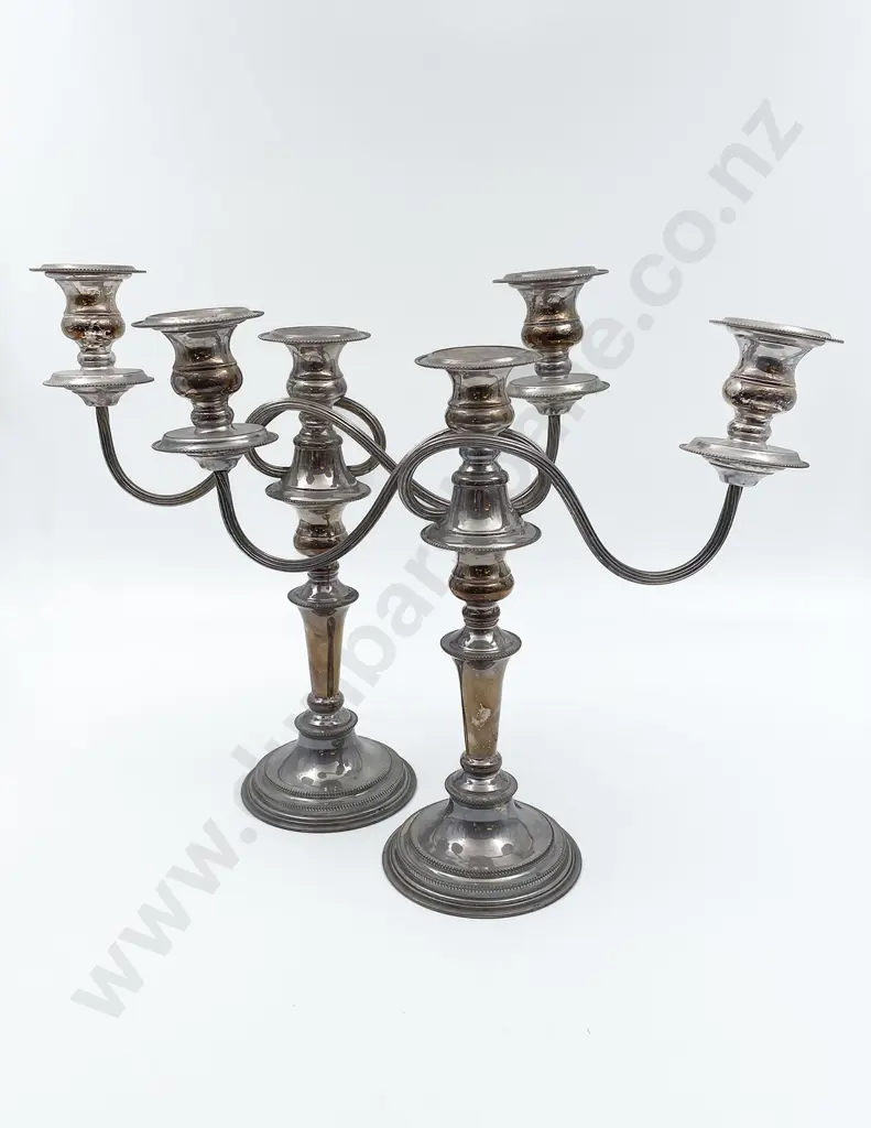 Pair of S/P Three Light Candelabras Image 1++