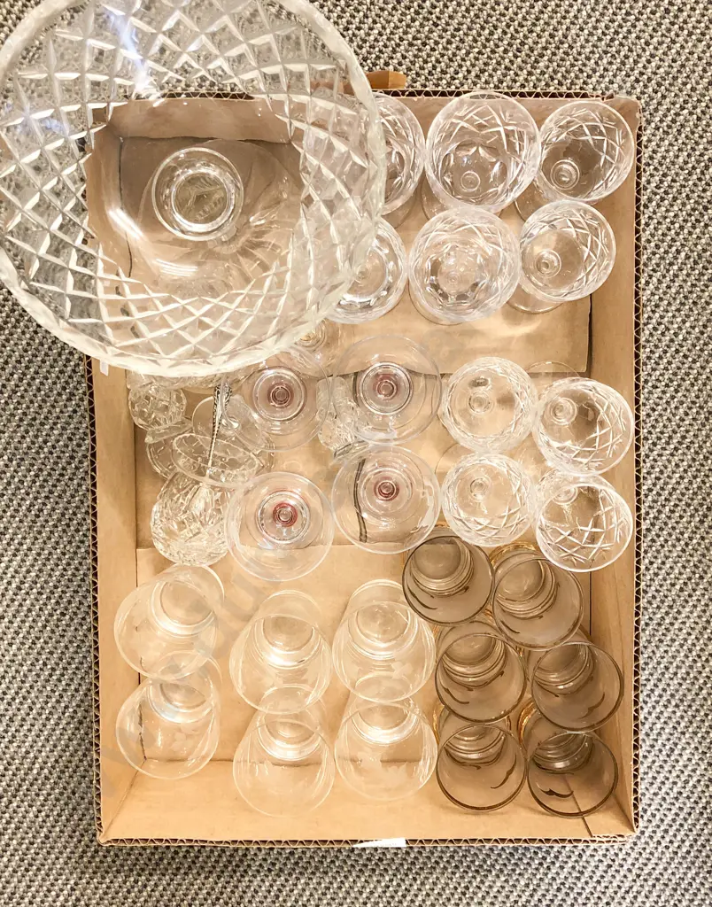 Small Box of Assorted Crystal and Glassware Image 1++