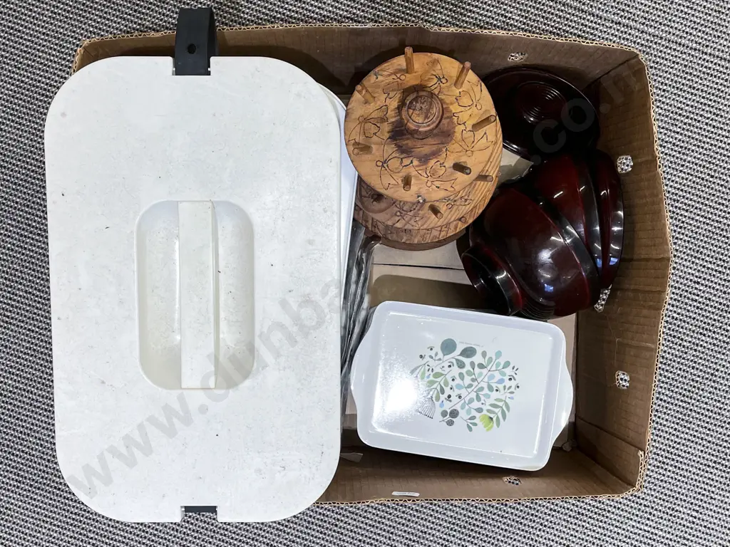 Two Boxes of Assorted Incl. Picnic Set and Decorative Glassware Etc. Image 1++