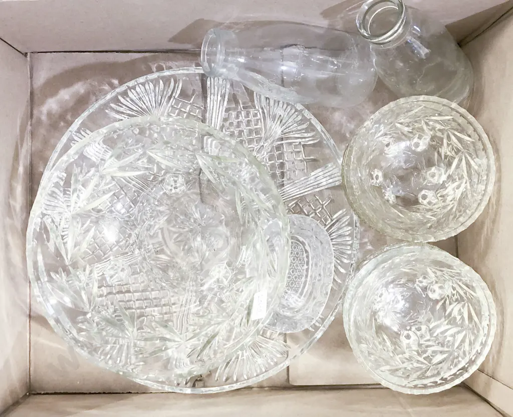 Box of Assorted Pressed Glassware Etc. Image 1++
