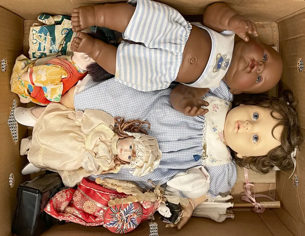 Box of Assorted Vintage Dolls Etc. Image 1++