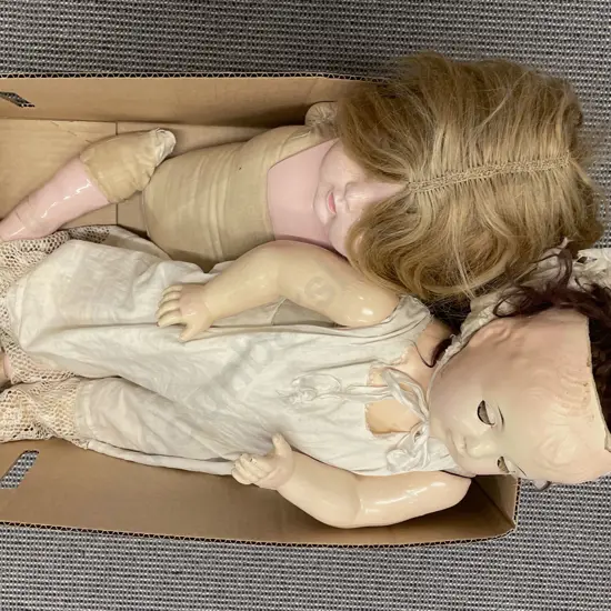 Effanbee Composition Shoulder Plate Character Doll Together With Other Composition Shoulder Plate Doll (AF)