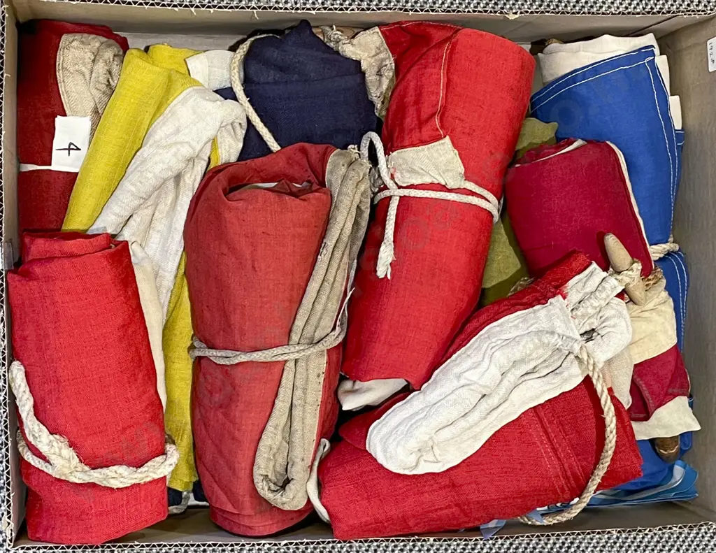 Box of Vintage Nautical Signaling Flags Image 1++