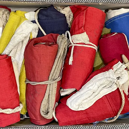 Box of Vintage Nautical Signaling Flags