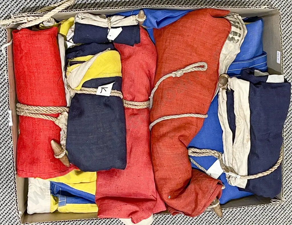 Box of Vintage Nautical Signaling Flags Image 1++