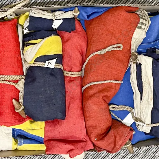 Box of Vintage Nautical Signaling Flags