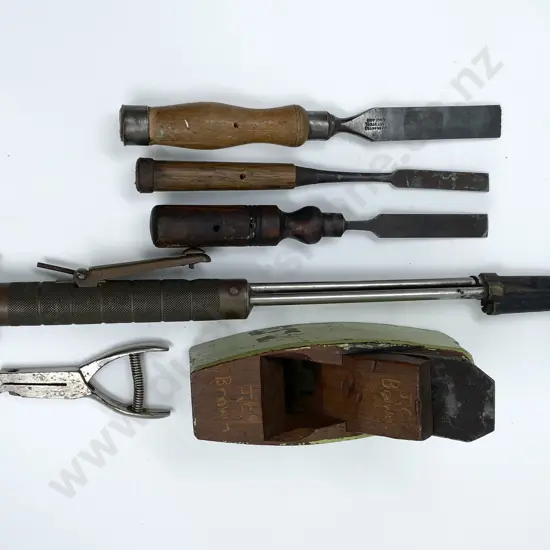 Assorted Vintage Hand Tools Incl. Plane and Chisels Etc.