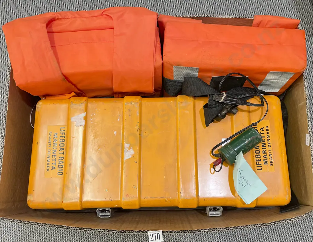 Vintage Lifeboat Radio Together With Two Lifejackets and Lifejacket Light Image 1++