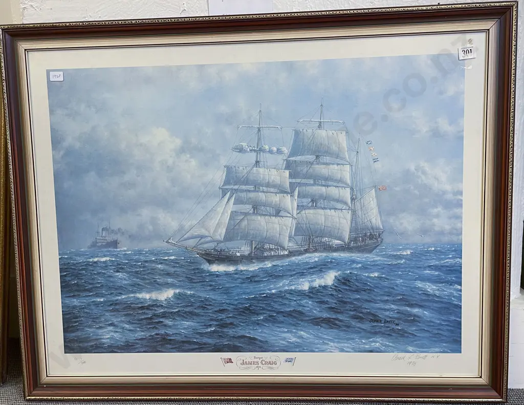 Two Framed Nautical Reproduction Prints Together With Original Nautical Work Image 1++