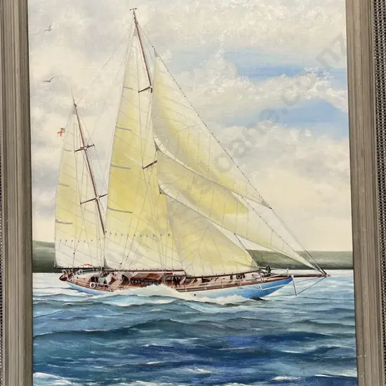 Two Framed Nautical Reproduction Prints Together With Original Nautical Work