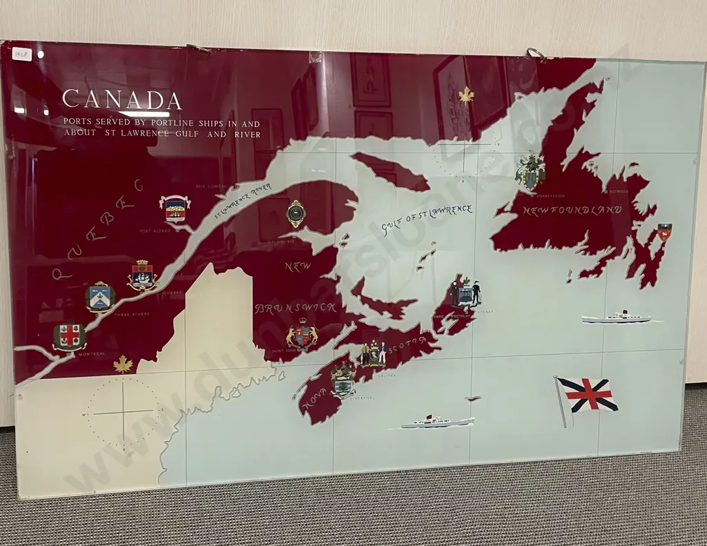 Perspex Map of St Lawrence Gulf and River Canada Image 1++